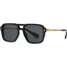Retro Double Bridges Square Gradient Sunglasses Black/Grey