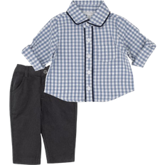 3-6M - Boys Other Sets Children's Clothing Miniclasix Woven Shirt & Corduroy Pant Set - Blue (MCX2019)