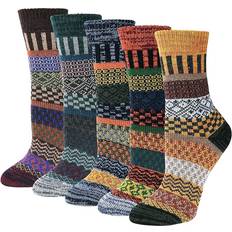 Justay Women's Thicker Thermal Knitting Socks 5-pack - Red/Brown/Green/Blue/Dark Blue