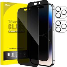 JeTech Privacy Full Coverage Screen Protector with Camera Lens Protector for iPhone 14 Pro Max 2-Pack
