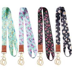 Multifärgade Visitkortshållare Vicloon Print Necklace Key Ring ID Bracelet Strap Tag Holder 4pcs