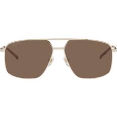 Gucci Hombre Gafas de sol Gucci Gold Navigator Frame Sunglasses - Gold/Gold-Brown