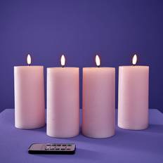 WERNS Set of 4 3D Flame Pink LED Candle 15cm 4pcs