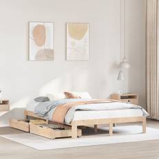 Senge & Madrasser vidaXL Med Skuffer 120 x 200 cm - Massivt Fyrretræ Sengeramme