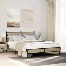 160 cm - Eg Sengerammer vidaXL 160x200 cm Uden Madras Konstrueret Træ Sonoma-Eg Sengeramme