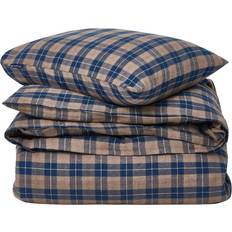 Lexington Linge de Lit Lexington Checked Flanell-Bettwäsche-Set 150 x 210 cm Denim Blue-Beige Bettbezug Blau