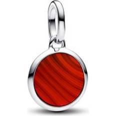 Unisex Gioielli Pandora Red Murano Glass Engravable Mini Medallion Charm Glass Sterling silver Red