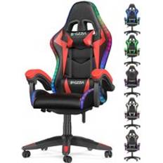 Gaming Chairs Bigzzia Gaming chair with rgb led lights video game chairs Office Chair Ergonomic High Back Support Lumbar Support pc gaming chair Red