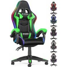 Bigzzia Gaming chair with rgb led lights video game chairs Office Chair Ergonomic High Back Support Lumbar Support pc gaming chair Green