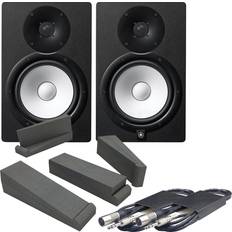 Yamaha HS8 Black Active Studio Monitors, Isolation Pads & Leads Bundle