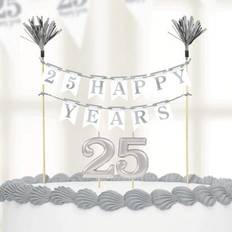 Paper Cake Candles Amscan 25th anniversary candle & cake topper (pack of 3) sg25492