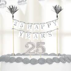 Paper Cake Candles Amscan Amscan 25th anniversary candle & cake topper (pack of 3) sg25492