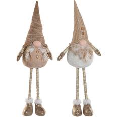 Beige Decoraciones de Navidad Home ESPRIT Bauble Gnome 30 x 20 x 58 cm (2 Units) Christmas Tree Ornament