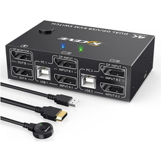 KVM Switches Fantec DP Dual Monitor KVM Switch DisplayPort 1.4 8K 30Hz 4K 144Hz MLEEDA DP Extended Display KVM Switch for 2 Computers Share 2 Monitors and 4 USB 2.0