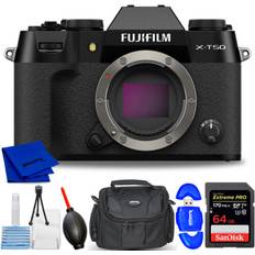 Fujifilm Mirrorless Cameras Fujifilm x-t50 mirrorless camera (black) 16828222 7pc accessory bundle 3 in