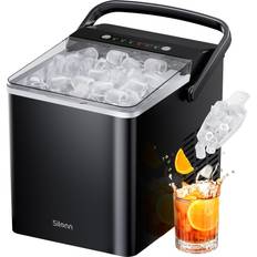 Ice Makers Silonn Ice Maker Countertop, Portable Ice Machine with Carry Handle, Self Cleaning Ice Makers with 1.8 L Water Tank and Big Ice Basket, 9 Cubes in 6 Mins, Ideal for Home Kitchen RV