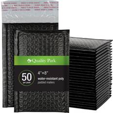 Black Envelopes & Mailers Quality Park Bubble Mailers, 4 x 8 Shipping Envelopes, Self-Seal, Small Black Padded Envelopes, Redi-Strip Peel Off Closure, 50 Per Box (1002352)