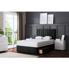 Beds on sale DS Living Amelia Black Upholstered Panel Divan Bed with Two Drawers - One Size