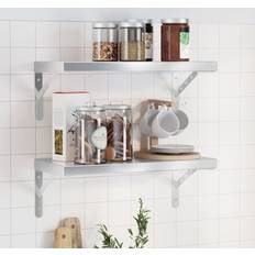 Acciaio inossidabile Scaffali vidaXL Shelves 2 Pcs 50 x 23.5 x 3 cm Wall Shelf