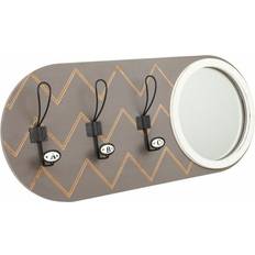 Percheros Alexandra House Living Percha con Espejo de Madera y Metal Gris 60 x 5 x 30 cm Perchero