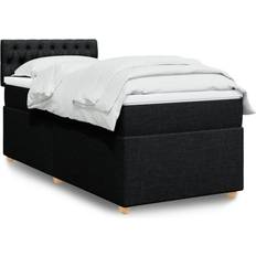 90cm Camas vidaXL mit Matratze Schwarz Stoff Boxspringbett