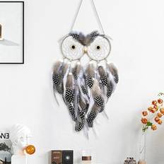 Algodón Objetos decorativos Owl Feather Wall Hanging - Grey Decorative Item