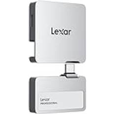 LEXAR Professional Go bärbar SSD med hub, SL400, 1 TB, Silver, GL