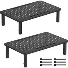 Metal Monitor Stand, Ergonomic Height Adjustable Desktop Computer Monitor Riser with Cable Management for Laptop, Computer, iMac, PC up to 20kg (2-Pack)