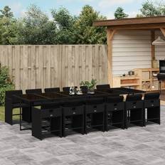 Utemöbler vidaXL 13-tlg Garten-Essgruppe mit Kissen Schwarz Essgruppe