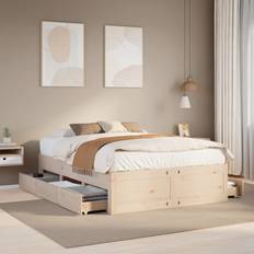 vidaXL Bed Frame with Drawers 160 x 200 cm - Solid Wood Pine
