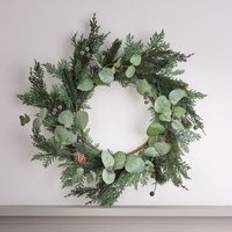 Blue Artificial Plants 40cm Classic Blueberry & Pinecone Wreath Artificial Plant