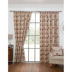 Brown Curtains Sundour Aylesbury Floral Pencil Pleat Curtains 90 x 90 in - Beige