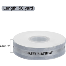 Gift Wrap Ribbons Unique Bargains 1 Inch Happy Birthday Satin Ribbon 50 Yards Ribbon Bow Decoration 50 Yards Silver Grey (50 Yards)