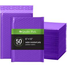 Quality Park Bubble Mailers, 6" x 9" Purple Poly Mailers, Padded Envelopes, Shipping Bags, Water Resistant, Self Seal, 50 Per Box (QUA85904)