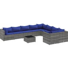 Utemöbler vidaXL 10 Piece Patio Sofa with Cushions 24.8" x 24.8" x 22.6" Outdoor Lounge Set