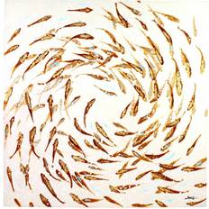 WERNS Painting Fish School Gold-White Tavla 100x100cm
