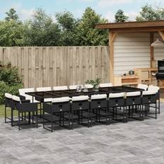Utemöbler vidaXL with Cushions 129.9" x 41.7" x 28.7" - Black (17 pcs) Patio Dining Set