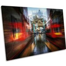 CanvasGeeks The Red Bus London City Abstract Canvas Wall 30 inch x 20 inch x 76 cm Framed Art