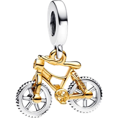 Spinning Wheels Bicycle Dangle Charm - Silver/Gold