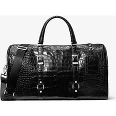 Michael Kors Black Duffel Bags & Sport Bags Michael Kors Bedford Travel Extra-Large Metallic Crocodile Embossed Leather Weekender Bag Black (ONE SIZE)