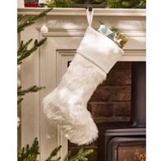 White Stockings Dibor Set of 4 Traditional Beresford White Faux Fur Xmas Gift Decoration Stocking