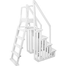 Pool Ladders XtremePowerUS Deluxe Above-Ground Pool Ladder A-Frame Swimming Pool Ladder Pool Non-Sliip Step Ladder, White