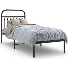 Stål Sängramar vidaXL Med Huvudgavel Metall Svart 75x190 cm Sängram