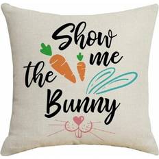 Carrot Bunny Pattern Decorative Easter Cushions Pillowcase Linen Sofa Bed Throw Pillow Home Decor For Car Cushion Cover