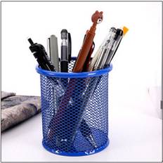 Maxpower Blue-Round Metal Pen Holder Desk Organizer