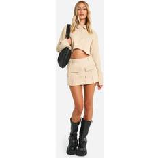 Cabezadas Caballos Womens Pleated Pocket Detail Mini Skirt Beige