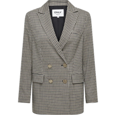 Poliéster Blazers Only Loose Check Blazer TLR Cloud Dancer T - Beige