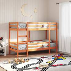 vidaXL Etagenbett Wachsbraun 80x200 cm Massivholz Kiefer Bettrahmen