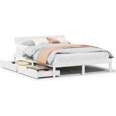 Senge & Madrasser vidaXL uden madras 140x200 cm Massivt Fyrretræ Hvid Sengeramme
