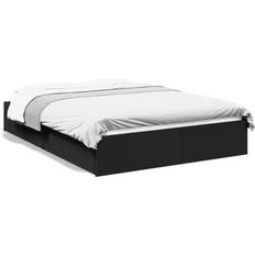 Senge & Madrasser vidaXL Med Skuffer 140x190 cm Konstrueret Træ Sort Sengeramme